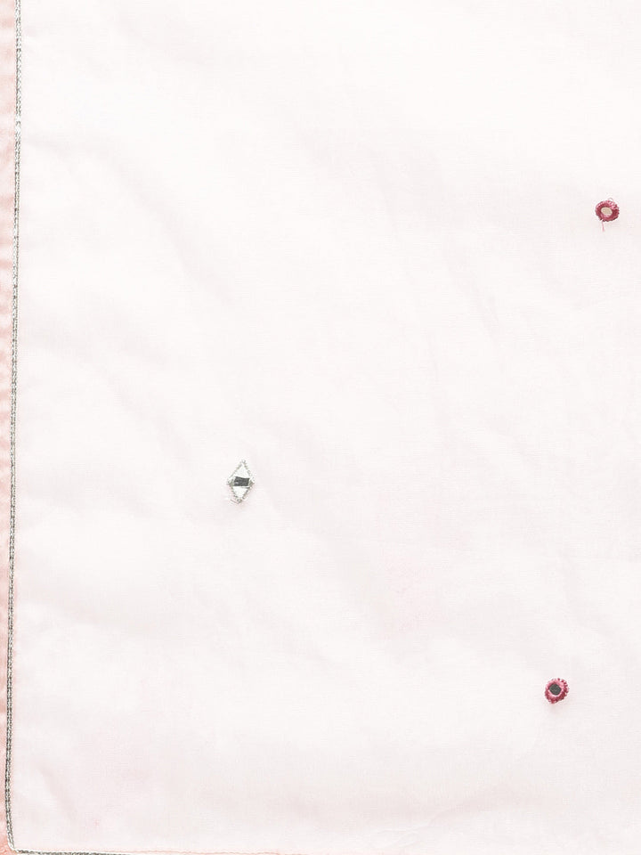 Neerus Pink printed straight sharara set kurta with dupatta - detail view 4