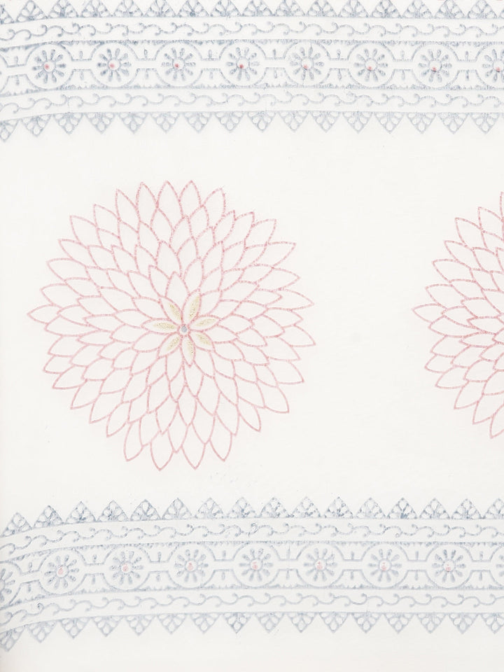Neerus Beige printed straight kurta set with dupatta - detail view 4