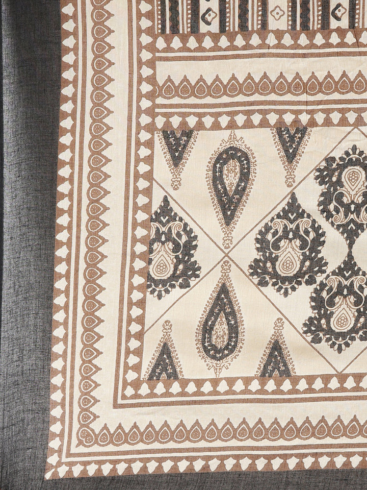 Neerus Black cotton printed kurta set with salwar and dupatta - detail view 4