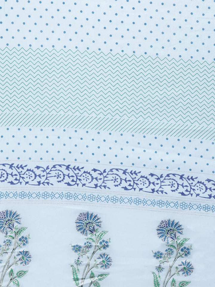 Neerus Blue floral printed straight suit set - detail view 4