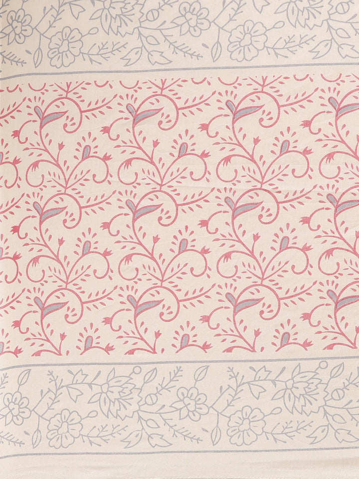 Neerus Beige printed straight kurta set with dupatta - detail view 4