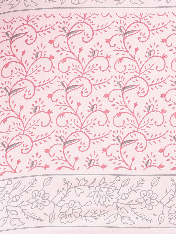 Neerus Pink printed straight kurta set with dupatta - detail view 3