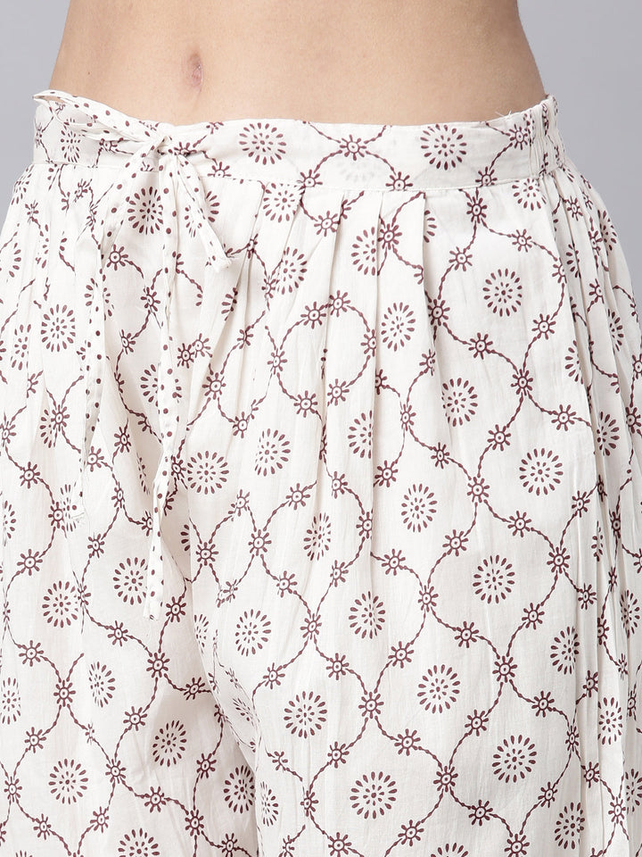 Neerus Off White Regular Straight Paisley Kurta And Salwar With Dupatta