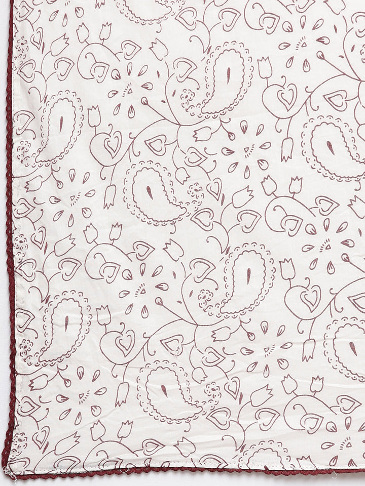 Neerus Off White Regular Straight Paisley Kurta And Salwar With Dupatta