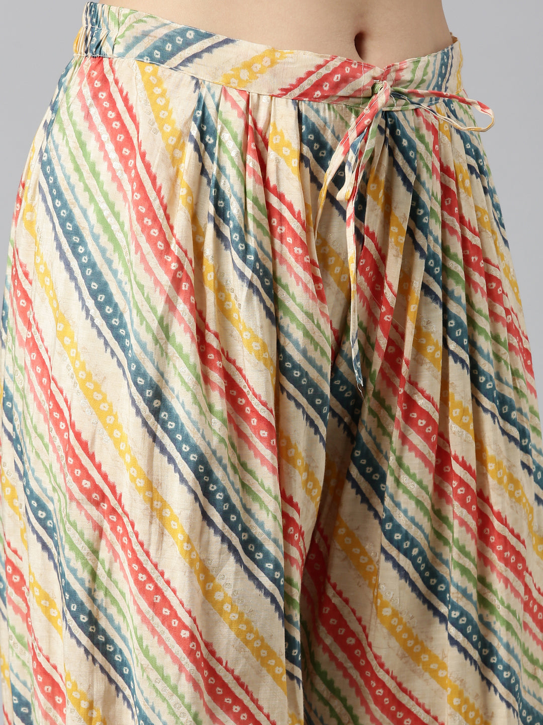 Neerus Beige printed straight kurta set - detail view 3