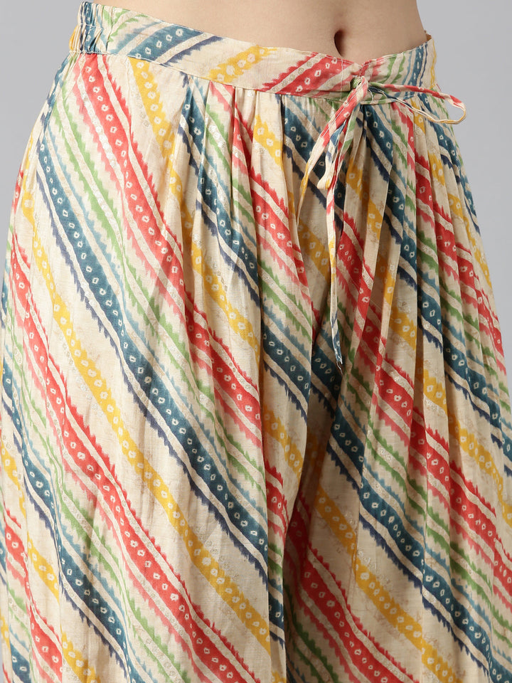 Neerus Beige printed straight kurta set - detail view 3