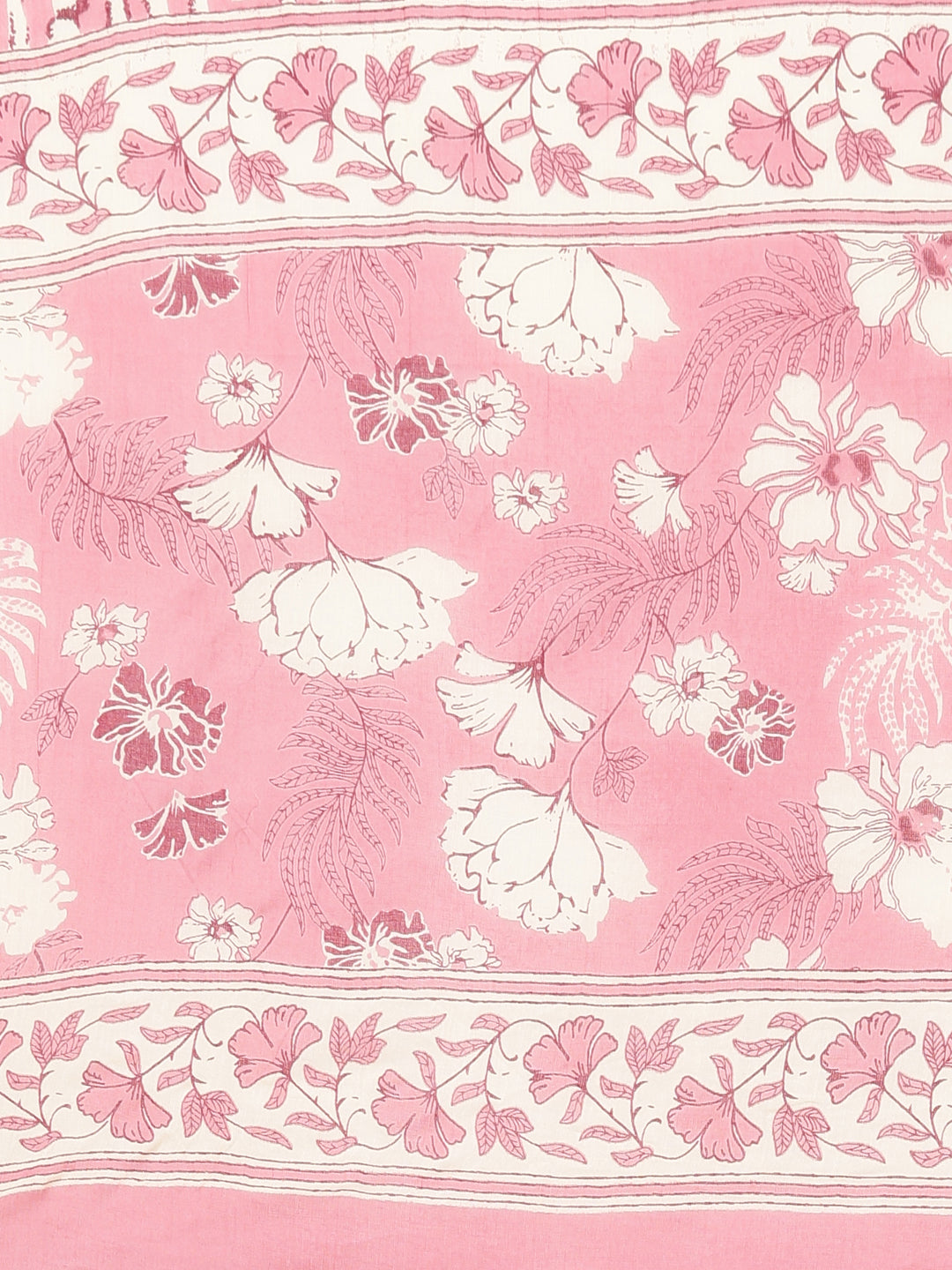 Neerus Pink cotton printed kurta set with dupatta - detail view 4