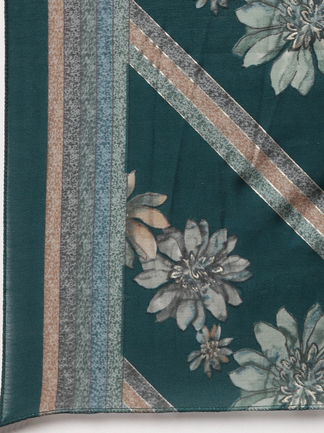 Neerus Green printed floral straight suit set - detail view 4