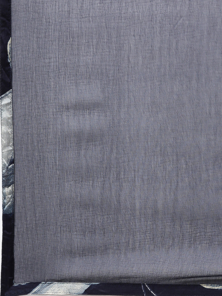 Neerus Blue Rayon Printed Suit Set - detail view 4