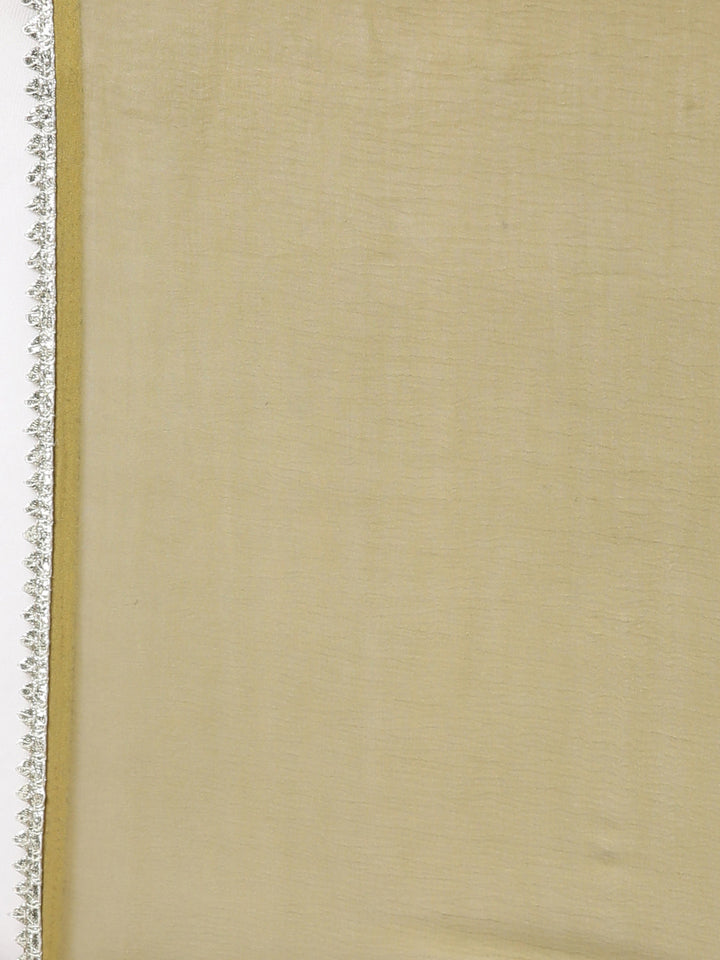 Neerus Green Regular Straight Floral Kurta And  Trousers With Dupatta