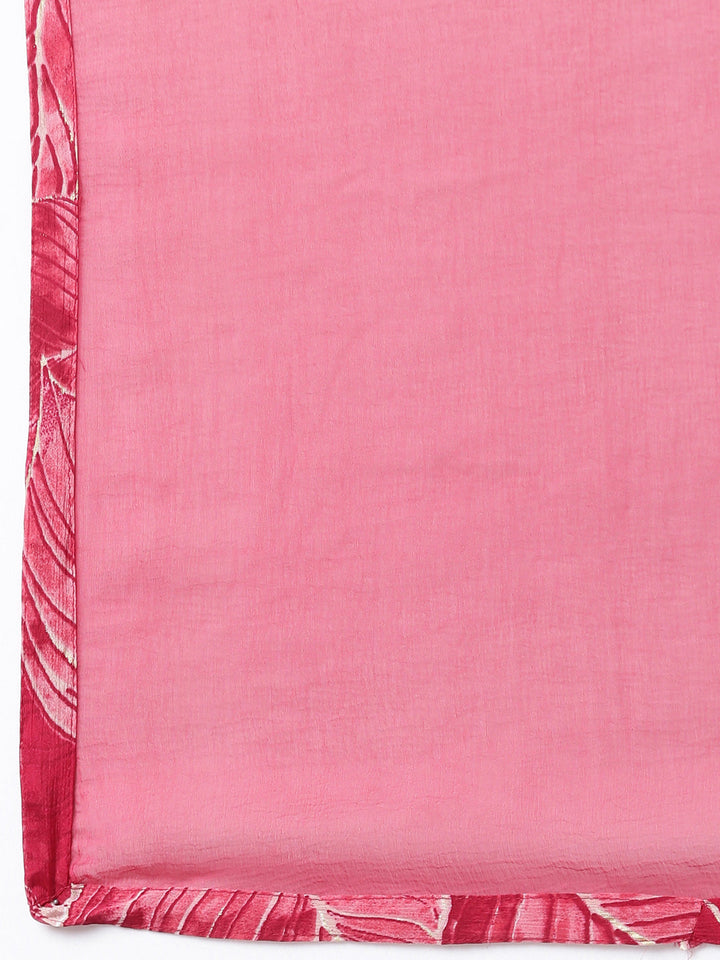 Neerus Pink printed straight suit set - detail view 4