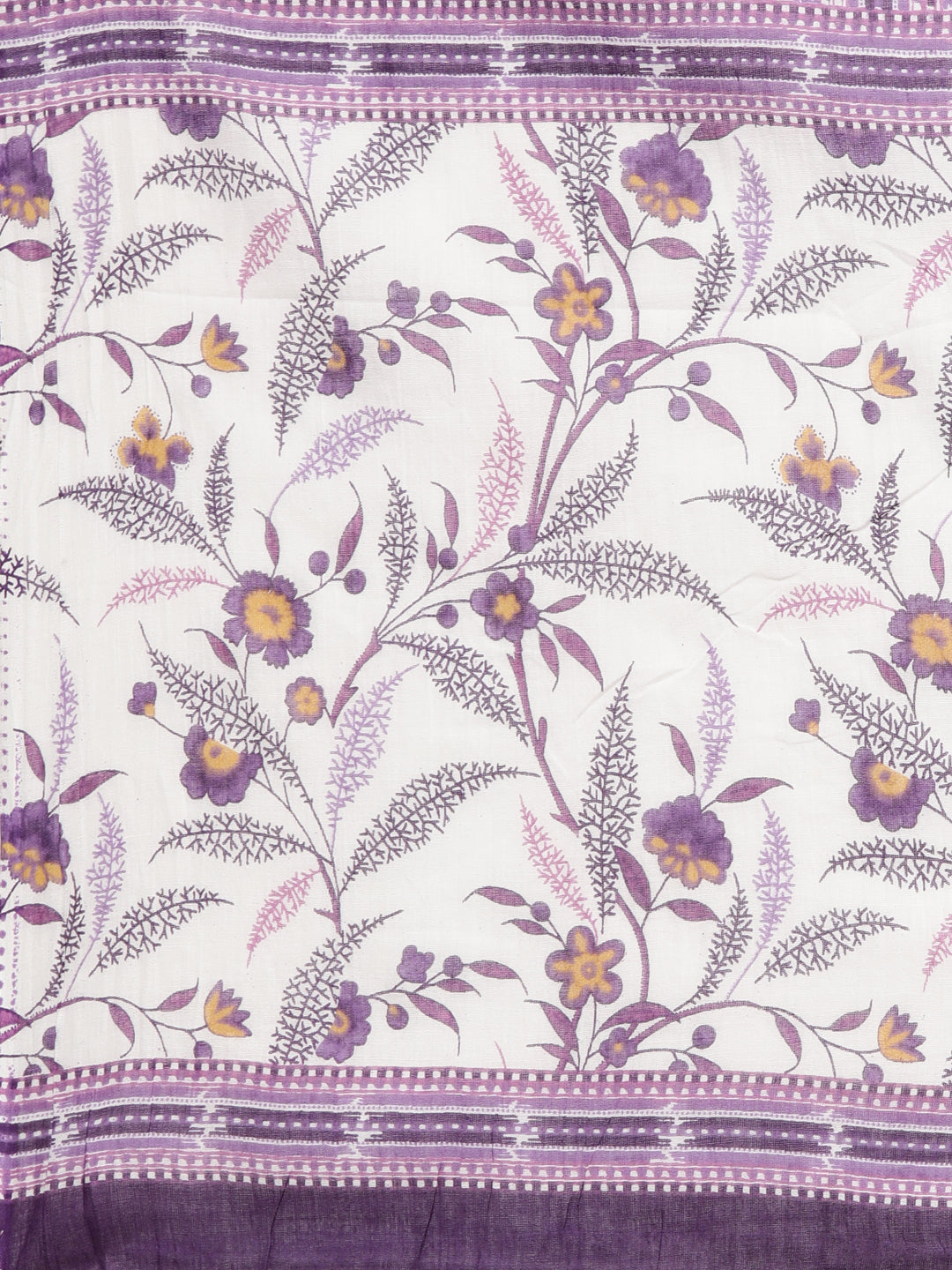 Neerus Purple floral printed straight suit set - detail view 3