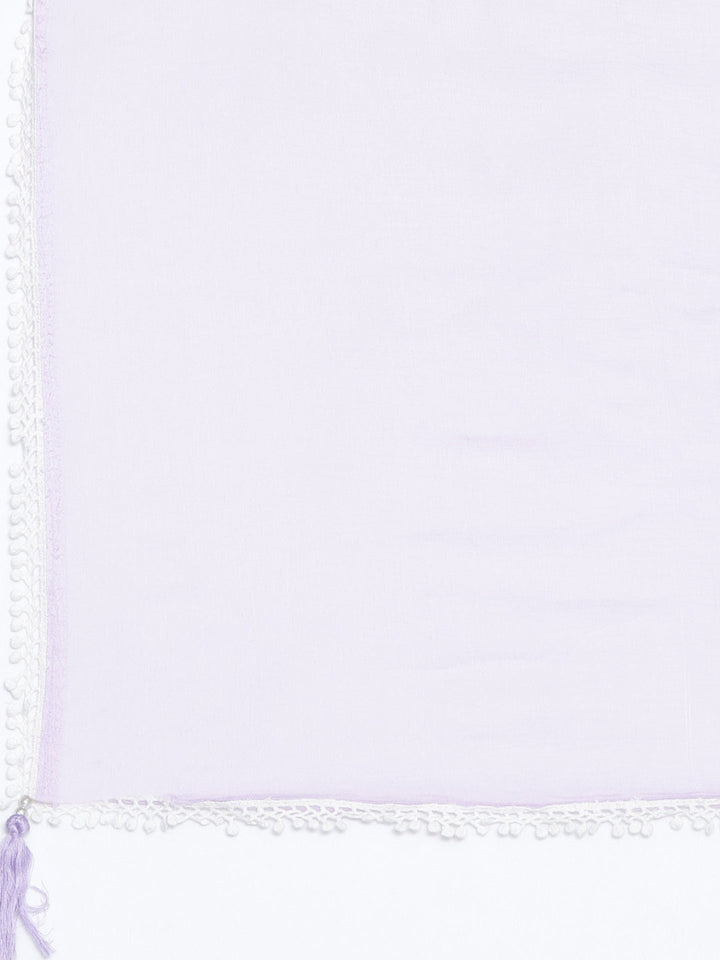 Neerus Purple cotton embroidered kurta set - detail view 4
