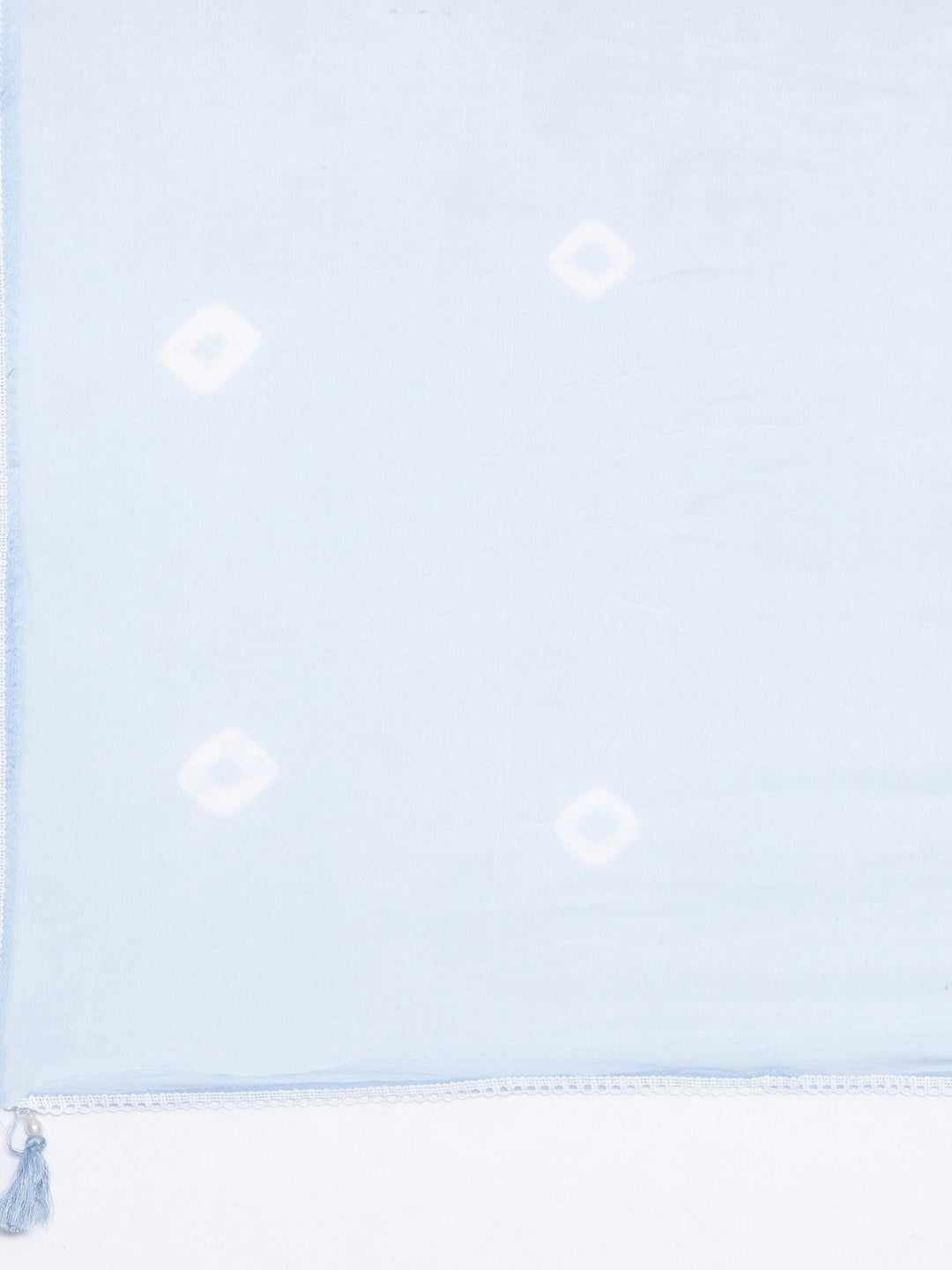Neerus Blue printed straight kurta set with trouser and dupatta - detail view 4