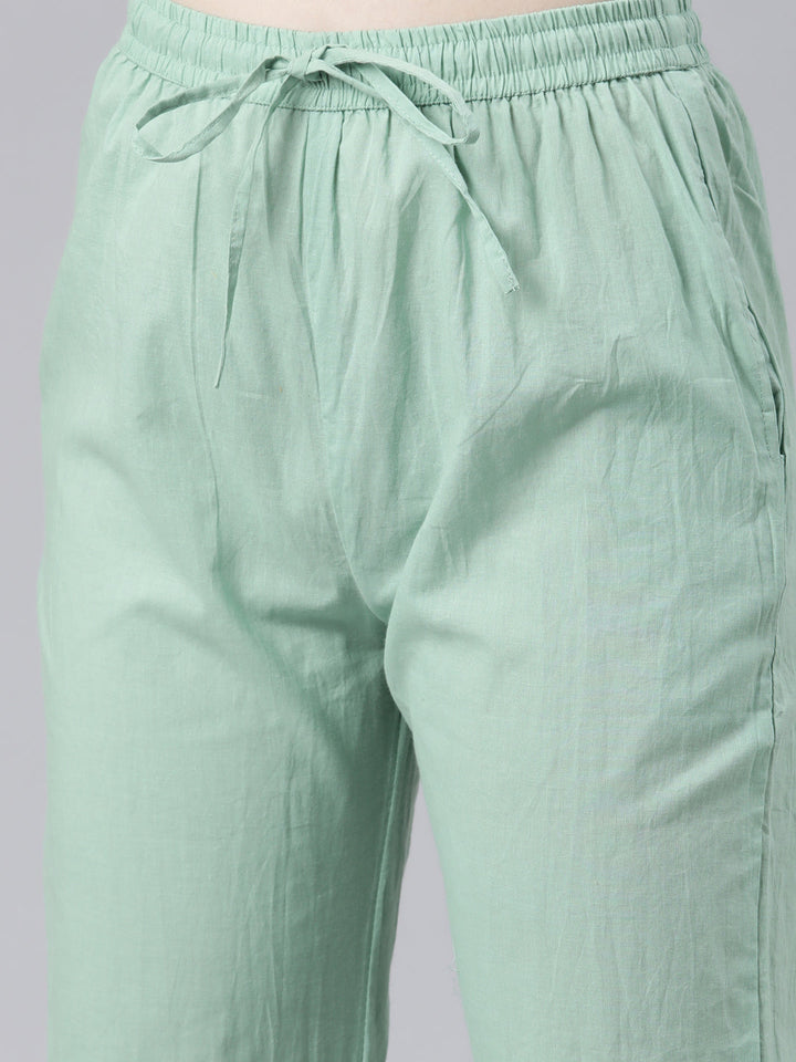 Neerus Green printed kurta set with trouser and dupatta - detail view 3