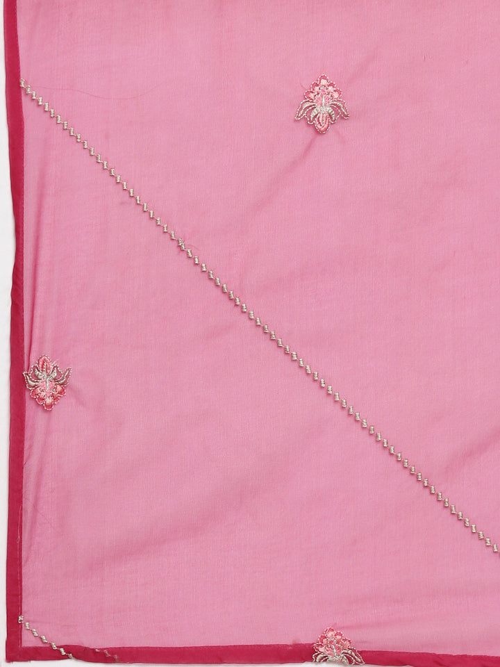 Neerus Magenta Casual  Straight Kurta and Trousers With Dupatta
