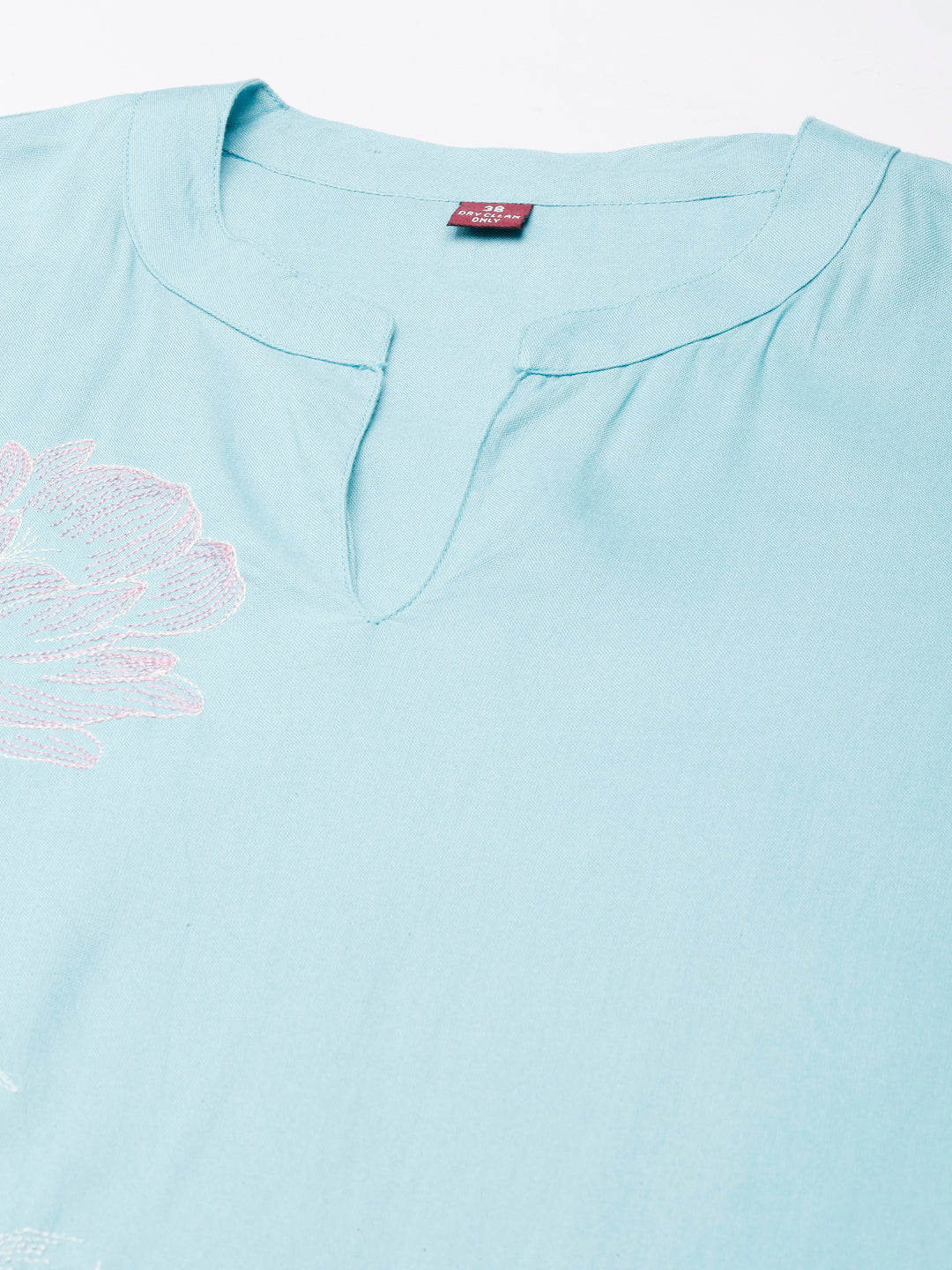 Neerus Blue rayon printed straight kurta - detail view 3