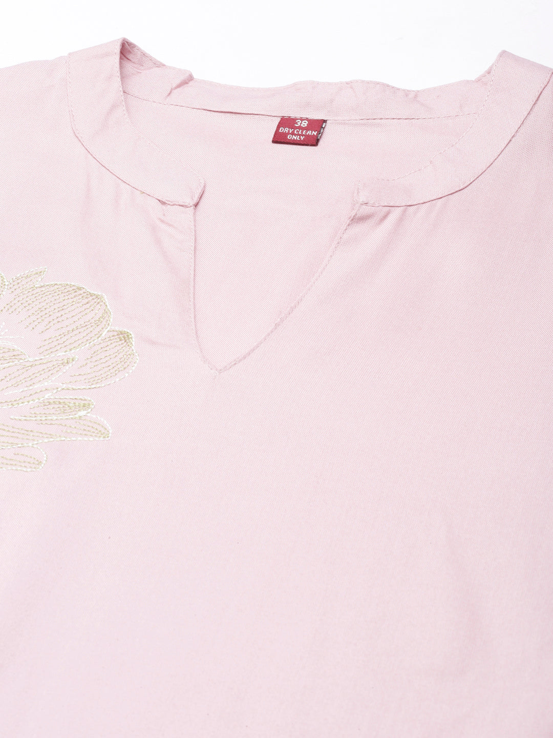 Neerus Pink floral printed straight kurta - detail view 3