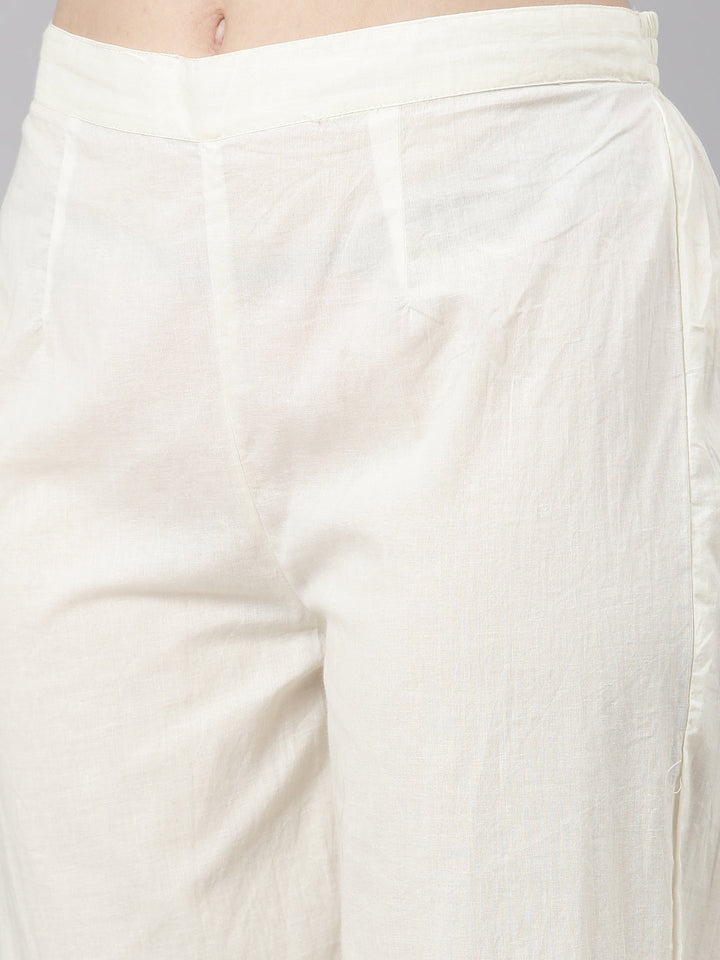 Neerus White cotton printed anarkali suit set - detail view 4
