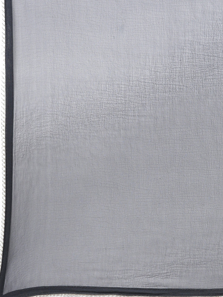 Neerus Black Solid Anarkali Kurta and Trousers With Dupatta