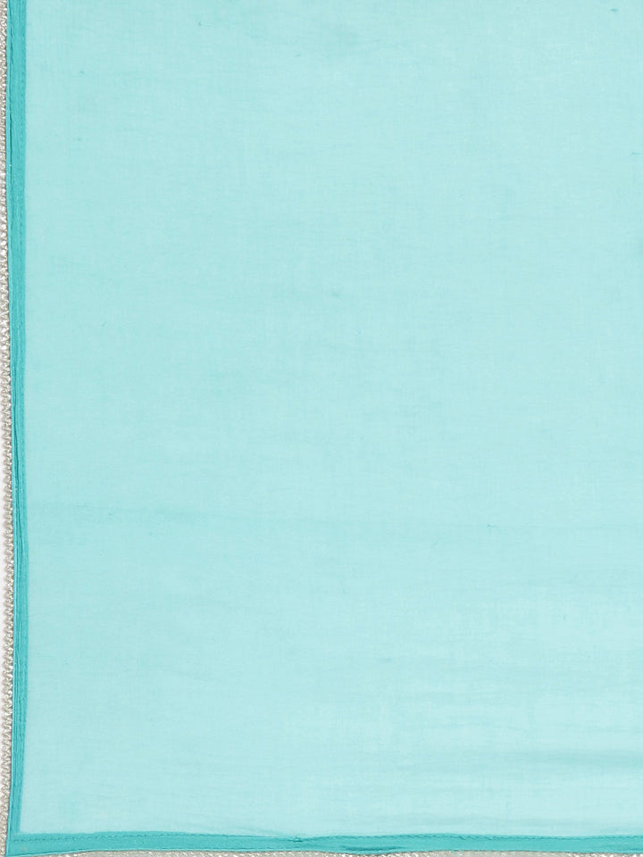 Neerus Green Solid Straight Kurta and Trousers With Dupatta