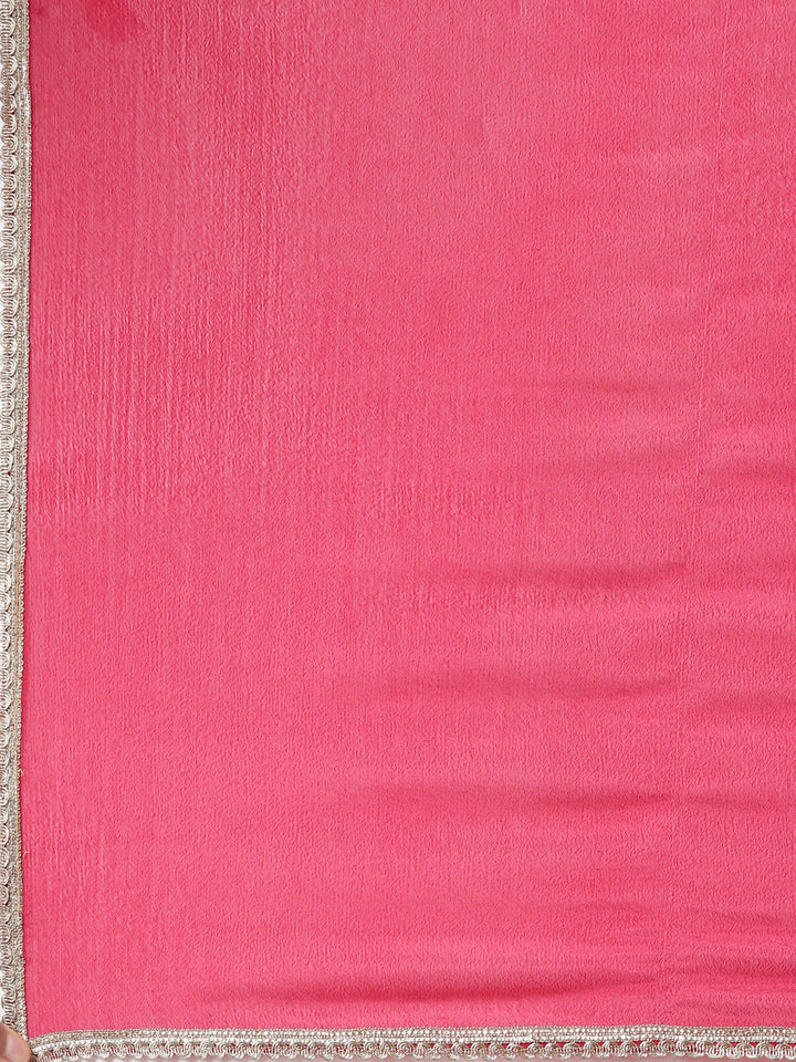 Neerus Red Embroidered Straight Kurta and Trousers With Dupatta