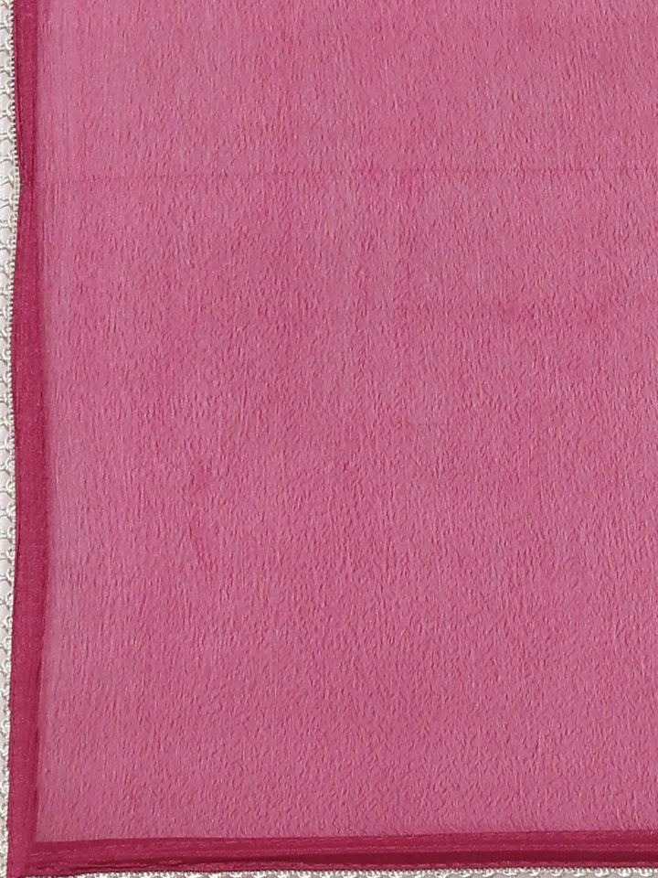 Neerus Purple Embroidered Anarkali Kurta and Trousers With Dupatta