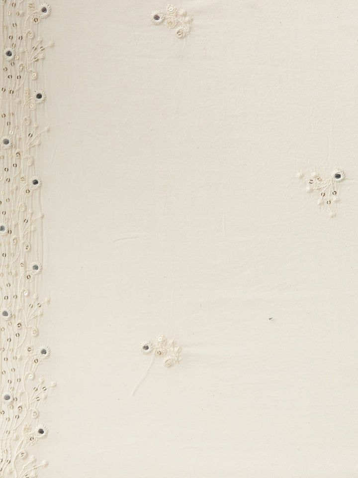 Neerus White embroidered kurta set with trouser and dupatta - detail view 4