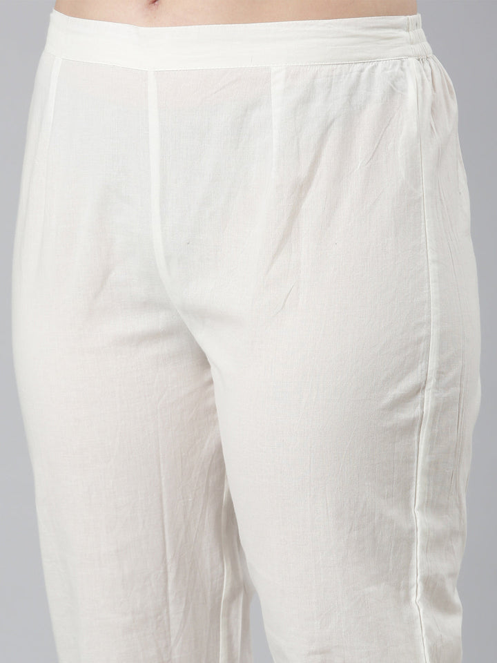Neerus White cotton printed suit set - detail view 2