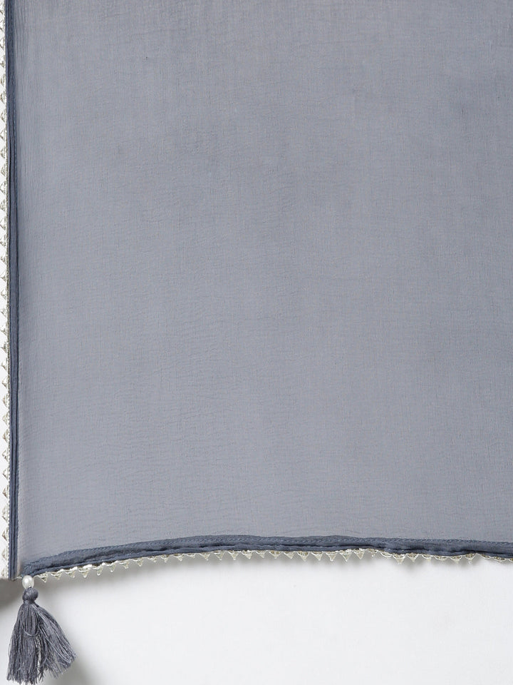 Neerus White cotton printed suit set - detail view 3