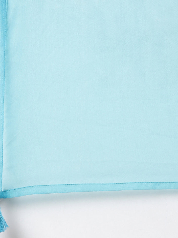Neerus Green solid straight suit set with dupatta - detail view 3