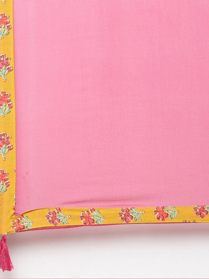 Neerus Yellow cotton printed kurta set - detail view 4