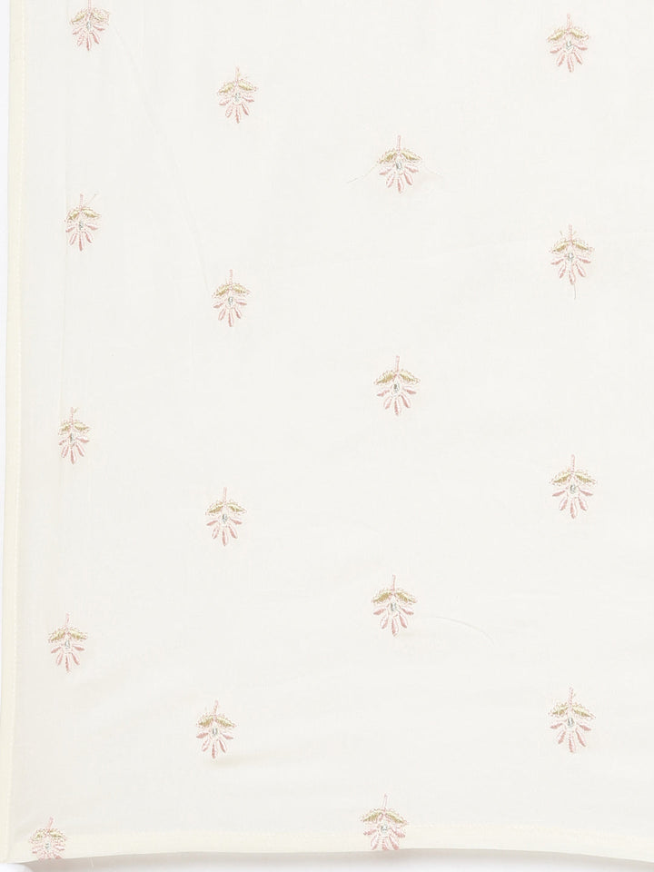 Neerus Beige cotton embroidered kurta set - detail view 4