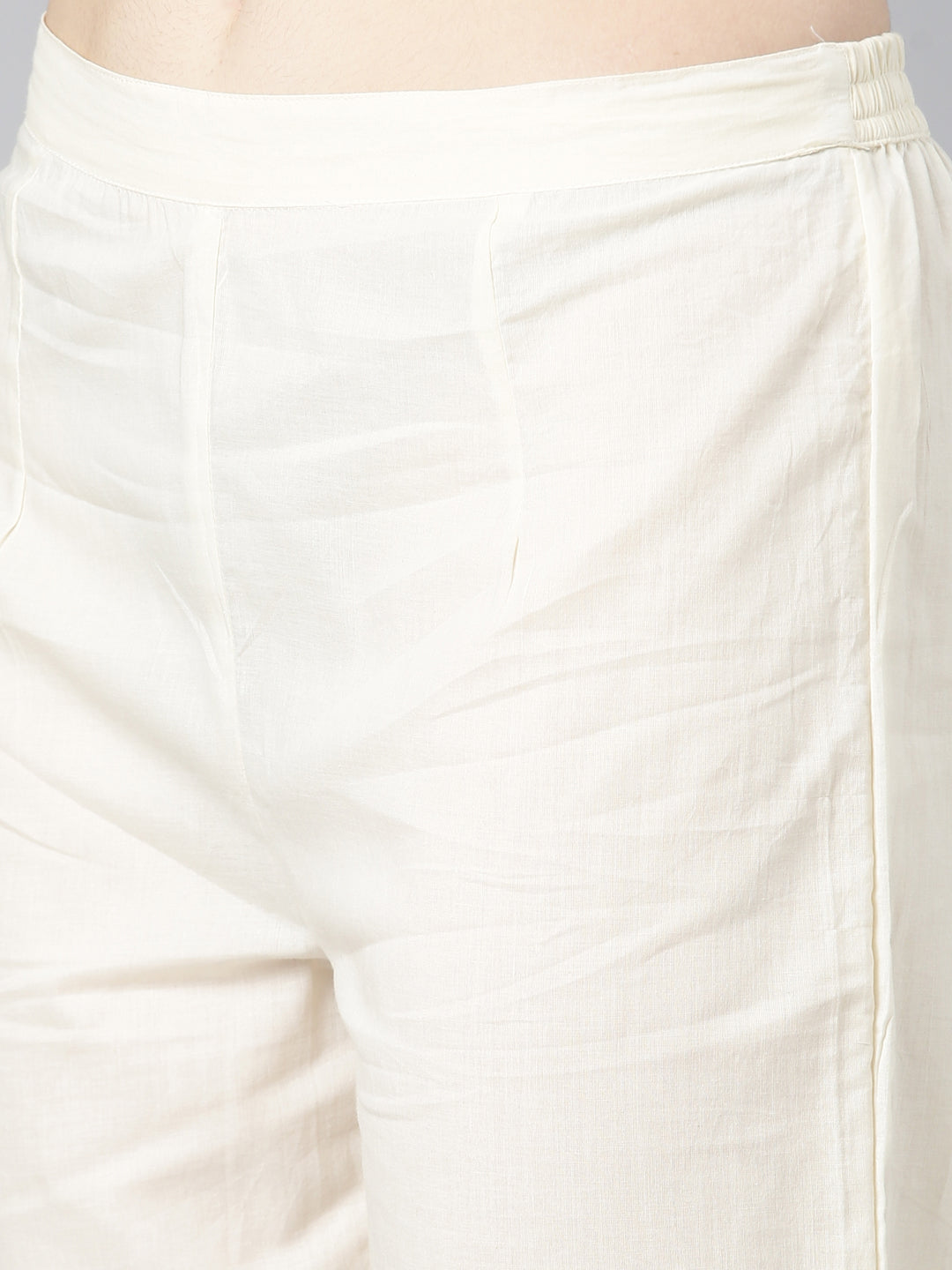 Neerus Beige cotton embroidered kurta set - detail view 3