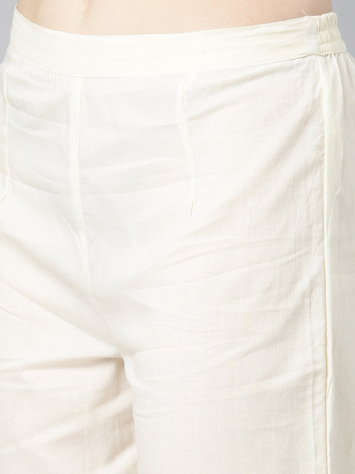 Neerus Beige cotton embroidered kurta set - detail view 3