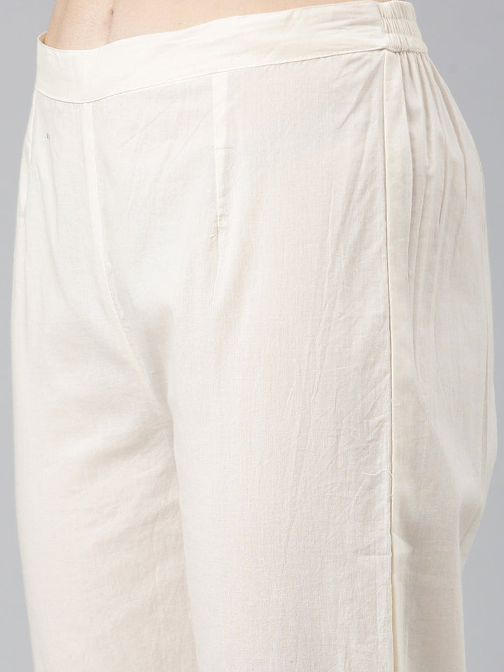 Neerus White cotton printed anarkali kurta set - detail view 3