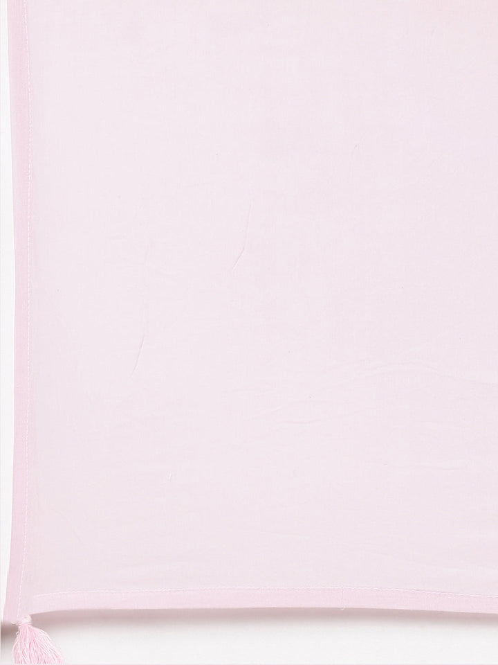 Neerus Pink cotton printed anarkali kurta set - detail view 4