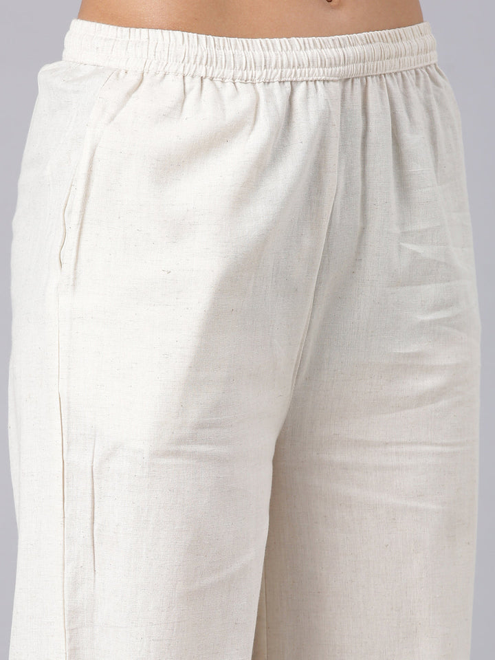 Neerus Red Embroidered Straight Kurta And Palazzos