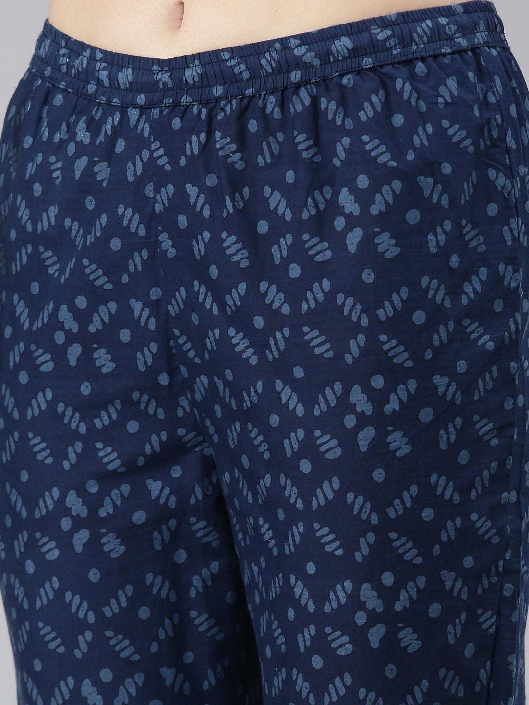 Neerus Blue printed straight kurta set - detail view 3