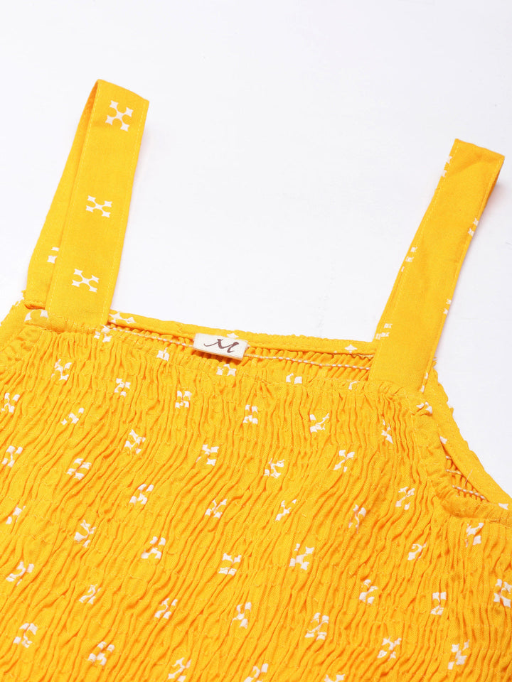 Neerus Mustard Straight Casual Floral Dresses