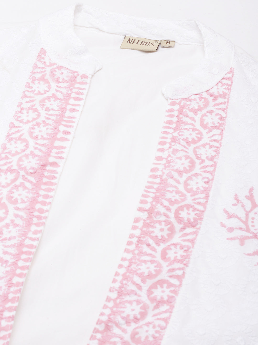 Neerus Pink floral printed straight dress - detail view 3
