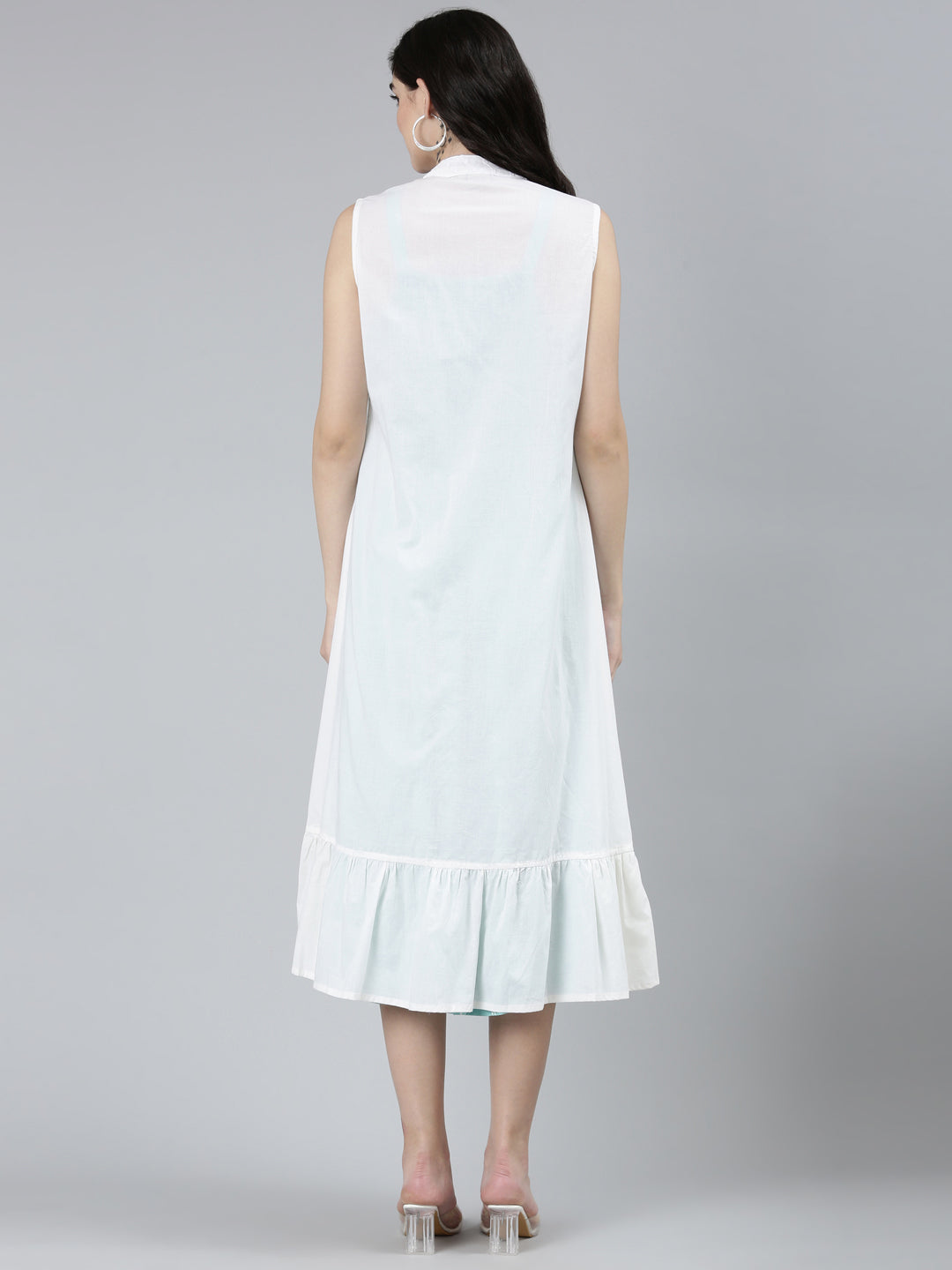 Neerus Green printed floral straight dress - side view