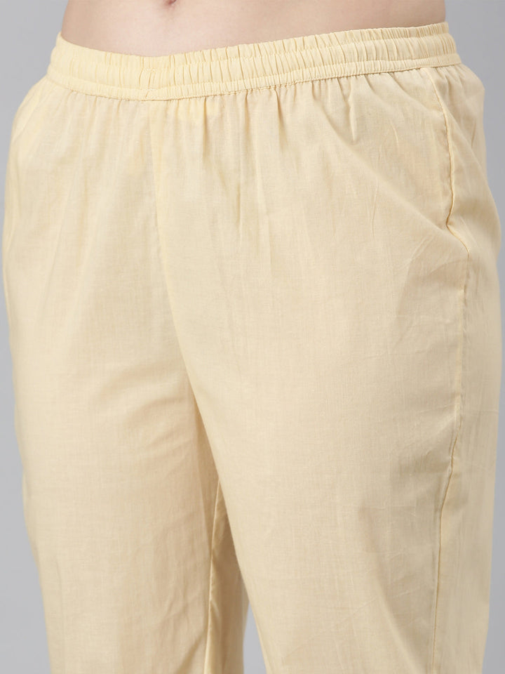 Neerus Beige Regular Straight Printed Kurta and Trousers With Dupatta