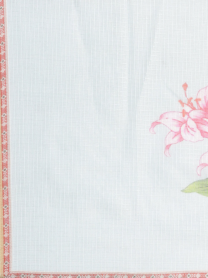 Neerus Lime Green Printed Straight Kurta and Trousers With Dupatta