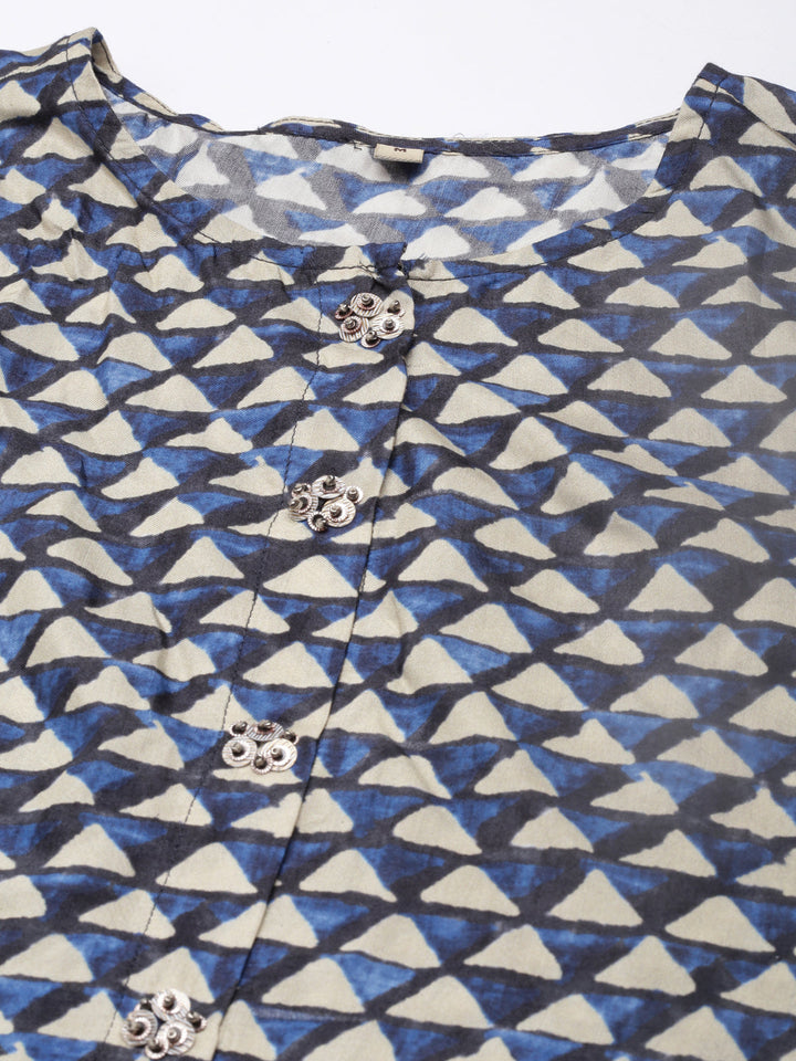 Neerus Multi Regular Straight Chevron Kurta And Veshti With Jacket