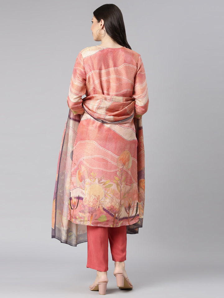 Neerus Orange tissue printed suit set - side view