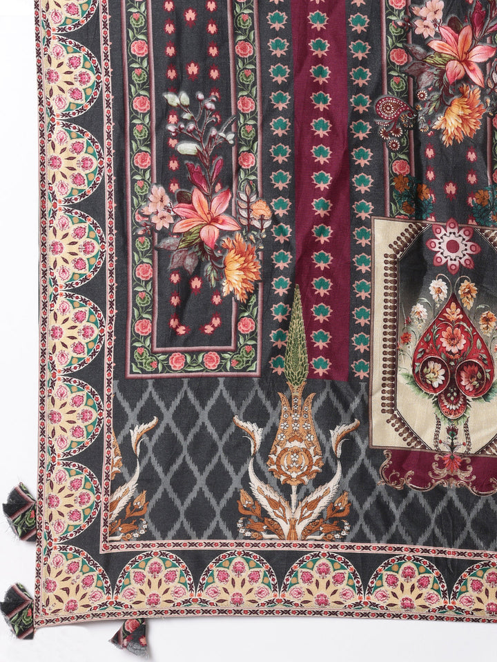 Black Georgette Anarkali Three Piece Set