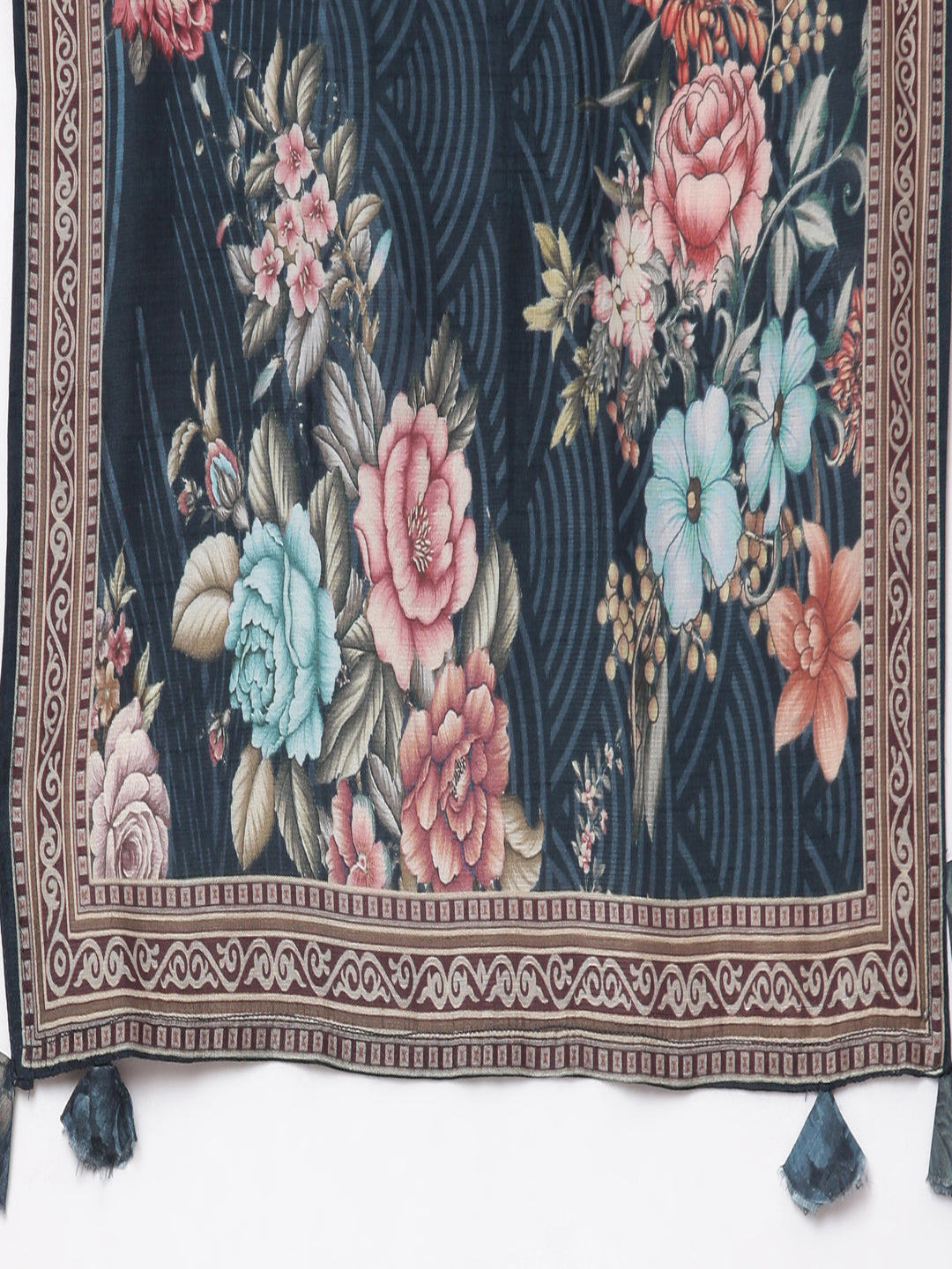 Neerus Blue Chinon Printed Suit Set - detail view 5