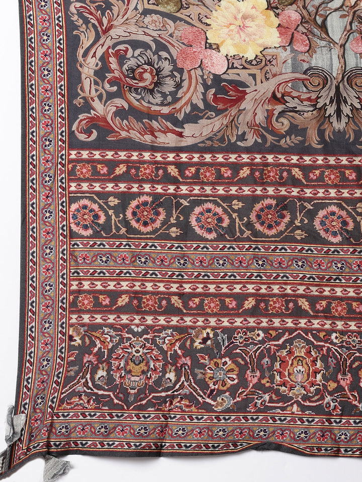 Neerus Grey silk block printed suit set - detail view 4