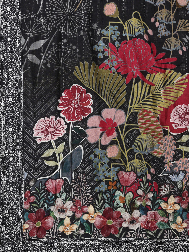 Off White Muslin Printed Three Piece Set